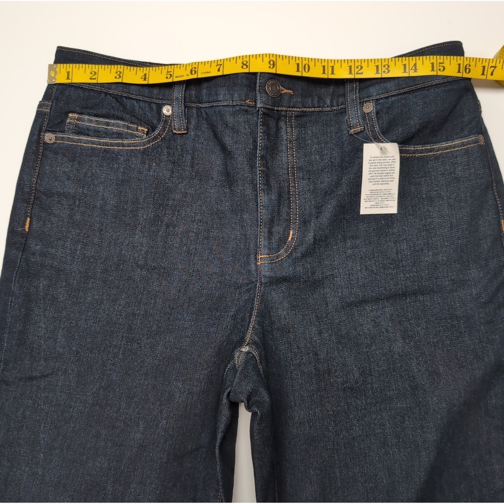 Lands' End High Rise Straight Jeans Size 12 Petite Dark Wash Indigo Stretch NEW - Picture 13 of 16